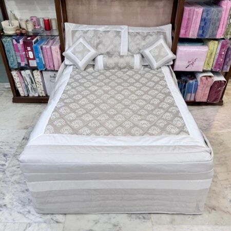 Silk Bedcover Simona Design with 2 pillow cover & 2 cushions & 1 long cushion